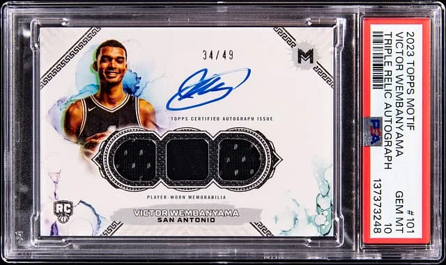 2023-24 Topps Victor Wembanyama Motif Triple Relic Autograph #101 card image