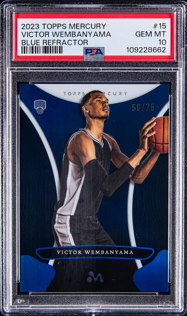 2023-24 Topps Victor Wembanyama Mercury Blue Refractor #15 card image