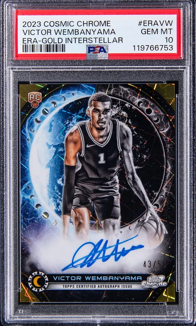 2023-24 Topps Victor Wembanyama Cosmic Chrome Equinox Refractor Gold Interstellar #ERAVW card image
