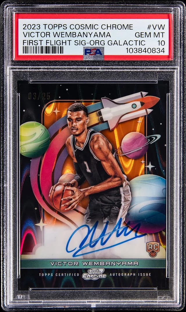 2023-24 Topps Victor Wembanyama Cosmic Chrome First Flight Signatures Orange Galactic #FFS-VW card image