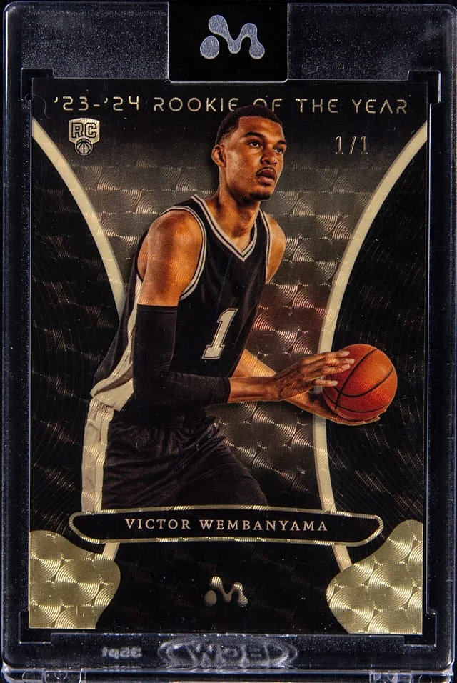 2023-24 Topps Victor Wembanyama - Jersey Number - Topps Encased Mercury Victor Wembanyama of the Year Gold FoilFractor #1 card image