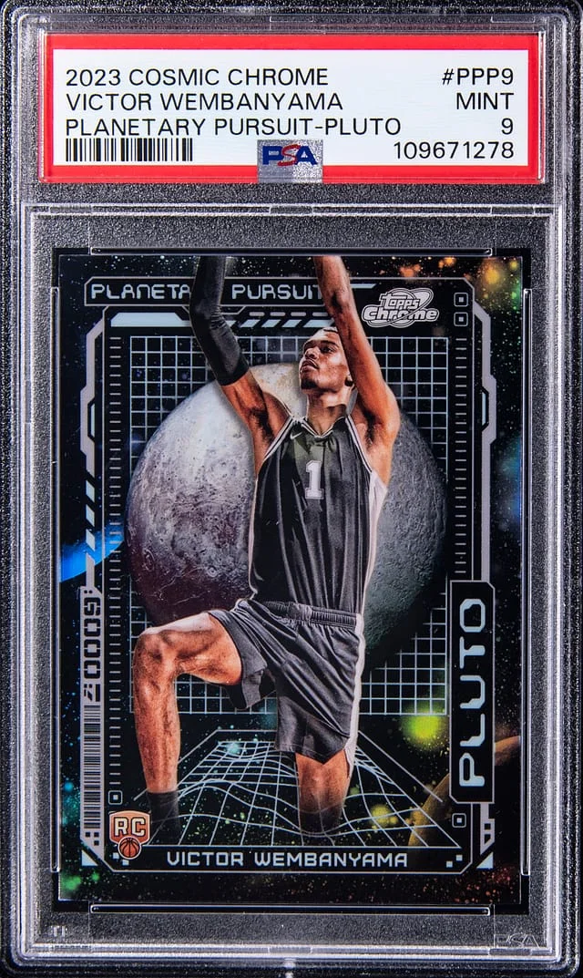 2023-24 Topps Victor Wembanyama Cosmic Chrome Planetary Pursuit Pluto #PPP-9 card image