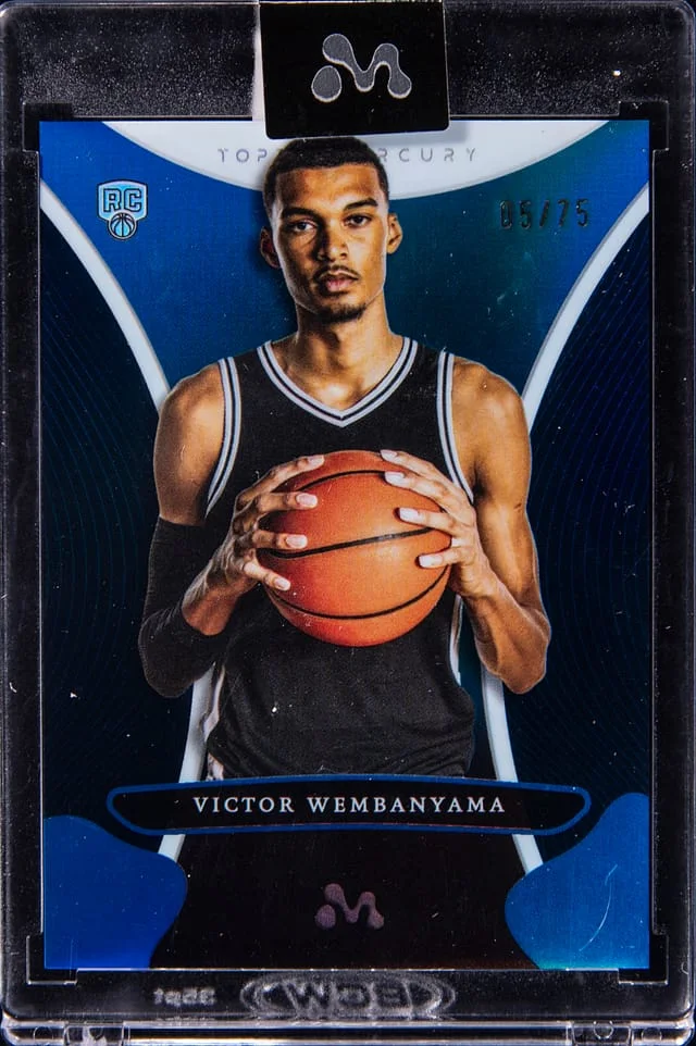 2023-24 Topps Victor Wembanyama Topps Encased Mercury Victor Wembanyama Blue Refractor #10 card image