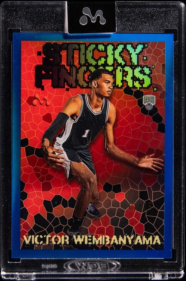 2023-24 Topps Victor Wembanyama - Topps Encased Mercury Insert Sticky Fingers Blue Refractor #VW-2 card image