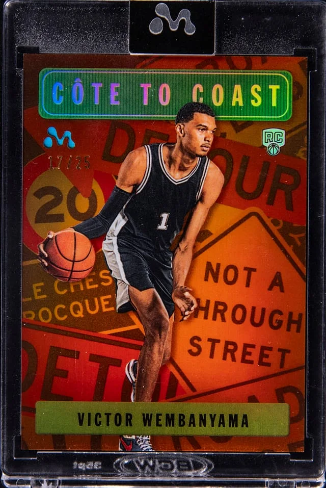 2023-24 Topps Victor Wembanyama - Topps Encased Mercury Cote to Coast Orange Refractor #VW-3 card image