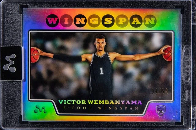 2023-24 Topps Victor Wembanyama - Topps Encased Mercury Wingspan Blue Refractor #VW-9 card image