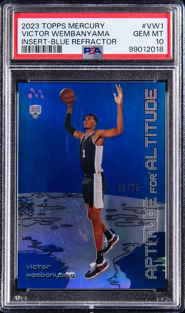 2023-24 Topps Victor Wembanyama Mercury Insert Blue Refractor #VW-1 card image
