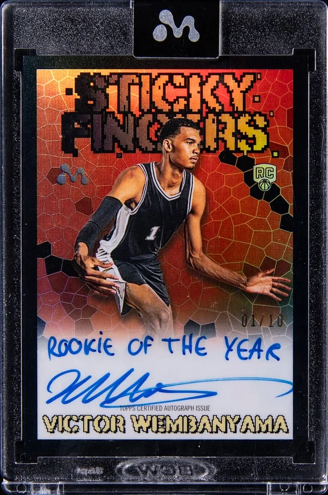 2023-24 Topps Victor Wembanyama Mercury Sticky Fingers Insert Autographs Black Refractor #VW-2 card image