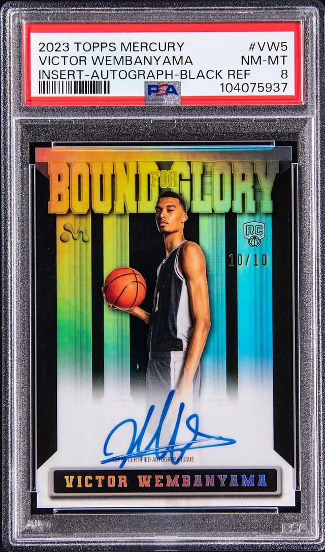 2023-24 Topps Victor Wembanyama Mercury Insert Autograph Black Refractor #VW5 card image