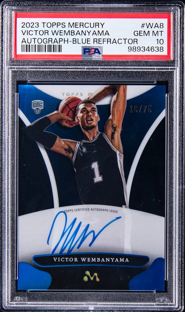 2023-24 Topps Victor Wembanyama Mercury Autograph Blue Refractor #WA8 card image