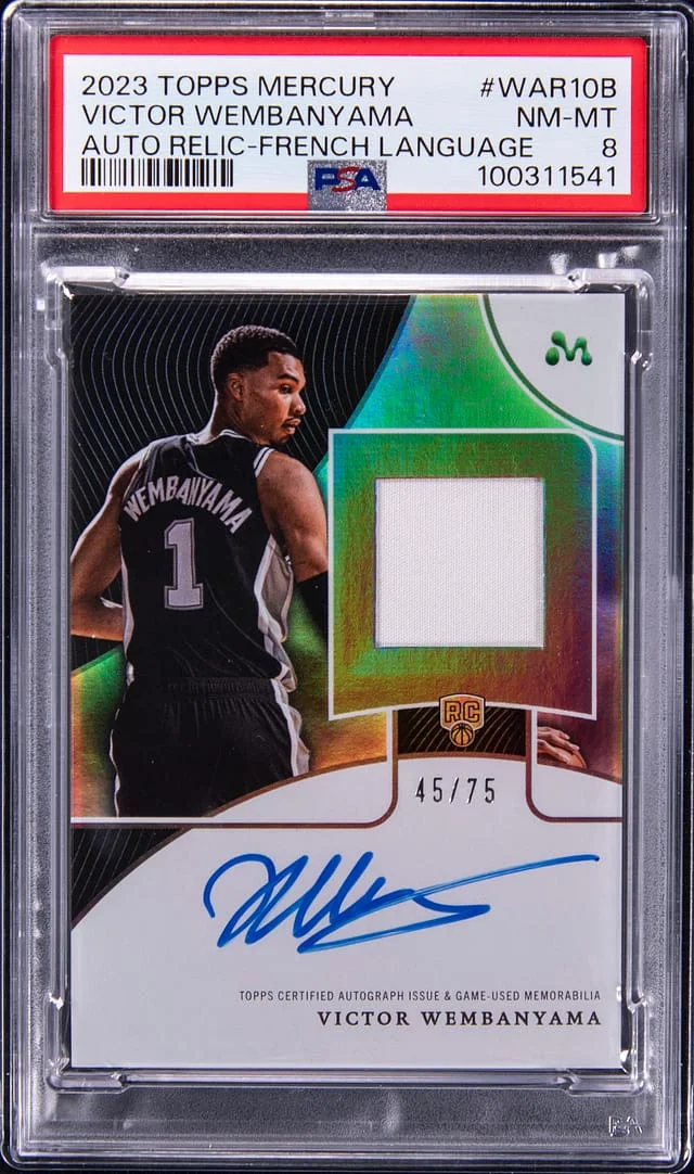2023-24 Topps Victor Wembanyama Mercury Autograph Relics French Language #WAR-10B card image