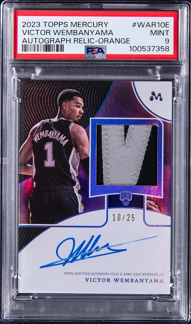 2023-24 Topps Victor Wembanyama Mercury Autograph Relic Orange #WAR-10E card image