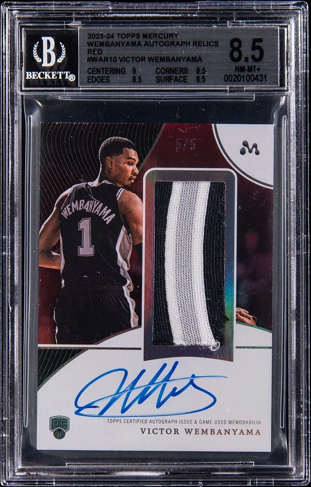 2023-24 Topps Victor Wembanyama Mercury Autograph Relic Red #WAR-10G card image