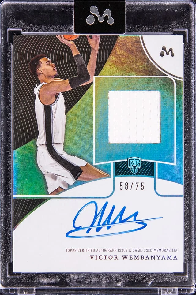 2023-24 Topps Victor Wembanyama Mercury Autograph Relic French Language #WAR-3B card image