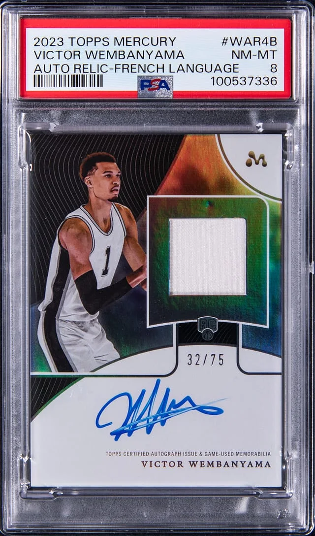 2023-24 Topps Victor Wembanyama Mercury Autograph Relic French Language #WAR-4B card image