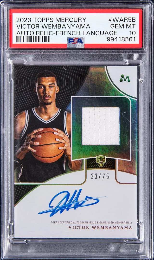 2023-24 Topps Victor Wembanyama Mercury Autograph Relic French Language #WAR-5B card image