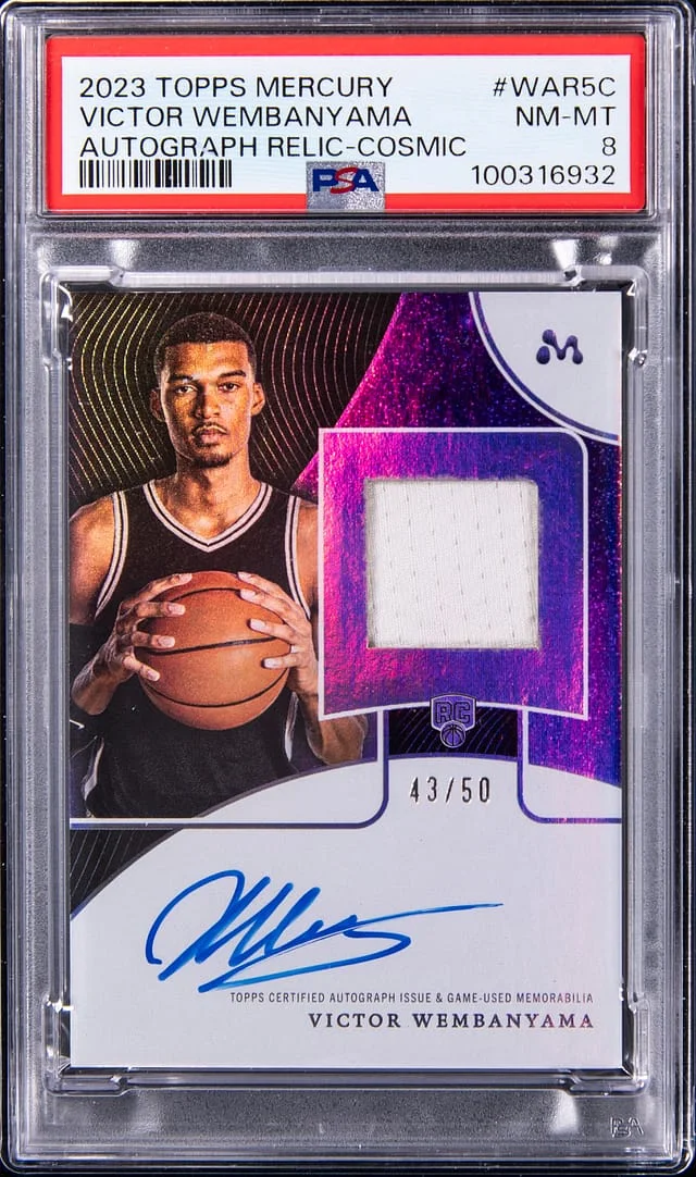 2023-24 Topps Victor Wembanyama Mercury Autograph Relic Cosmic Refractor #WAR-5C card image