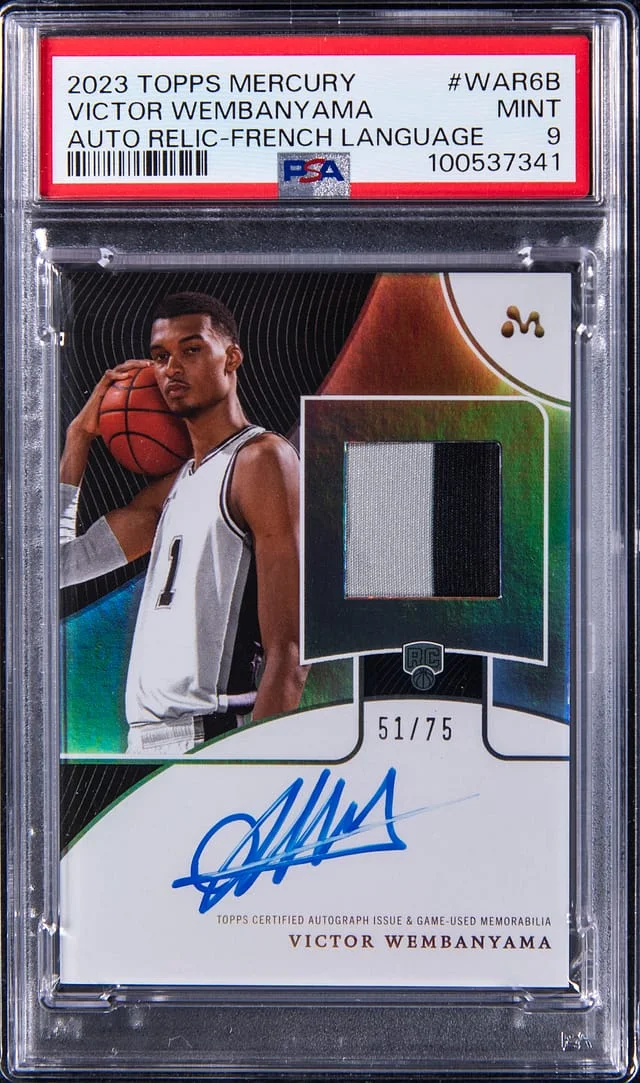 2023-24 Topps Victor Wembanyama Mercury Autograph Relics French Language #WAR-6B card image