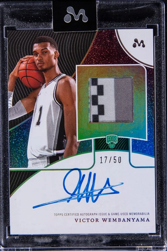 2023-24 Topps Victor Wembanyama Mercury Autograph Relic Cosmic #WAR-6C card image