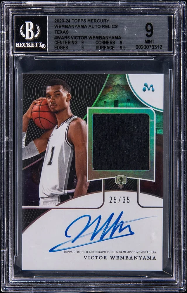 2023-24 Topps Victor Wembanyama Mercury Autograph Relics Texas #WAR-6D card image
