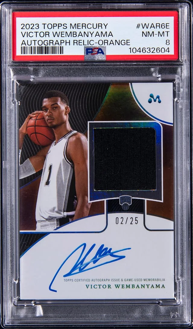 2023-24 Topps Victor Wembanyama Mercury Autograph Relic Orange Refractor #WAR-6E card image