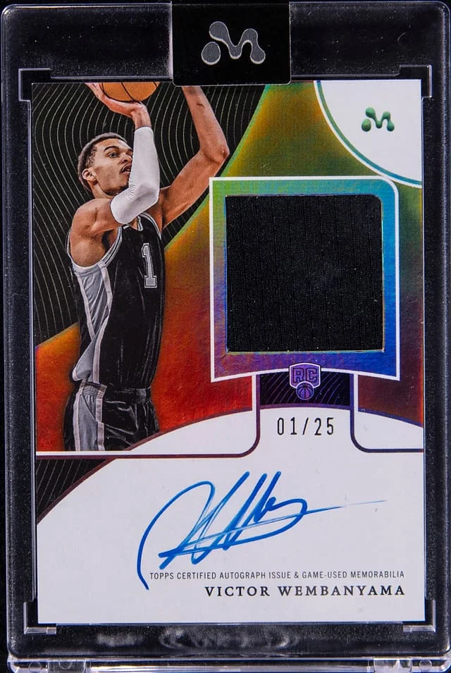 2023-24 Topps Victor Wembanyama Mercury Autograph Relic Orange Refractor #WAR-7E card image