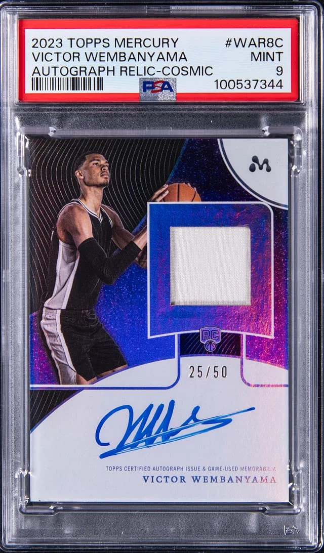 2023-24 Topps Victor Wembanyama Mercury Autograph Relic Cosmic #WAR-8C card image