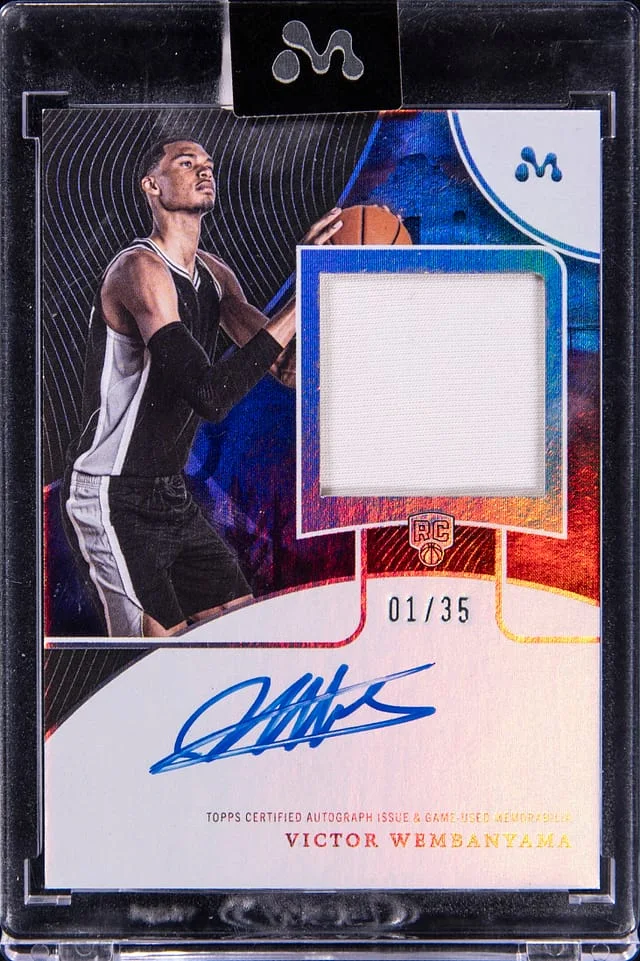 2023-24 Topps Victor Wembanyama Mercury Autograph Relic Texas Refractor #WAR-8D card image