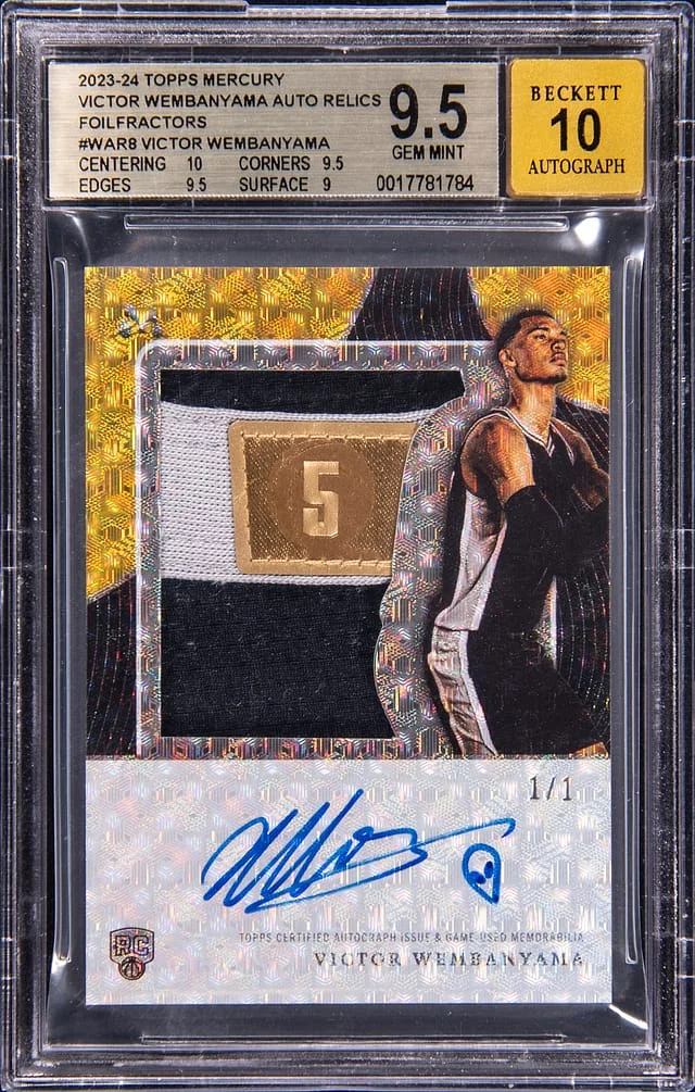 2023-24 Topps Victor Wembanyama Mercury Autograph Relics FoilFractor #WAR-8H card image