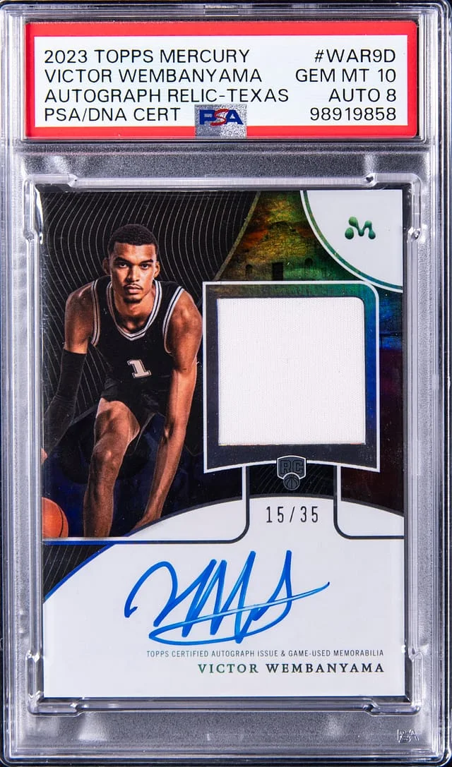 2023-24 Topps Victor Wembanyama Mercury Autograph Relic Texas #WAR-9D card image