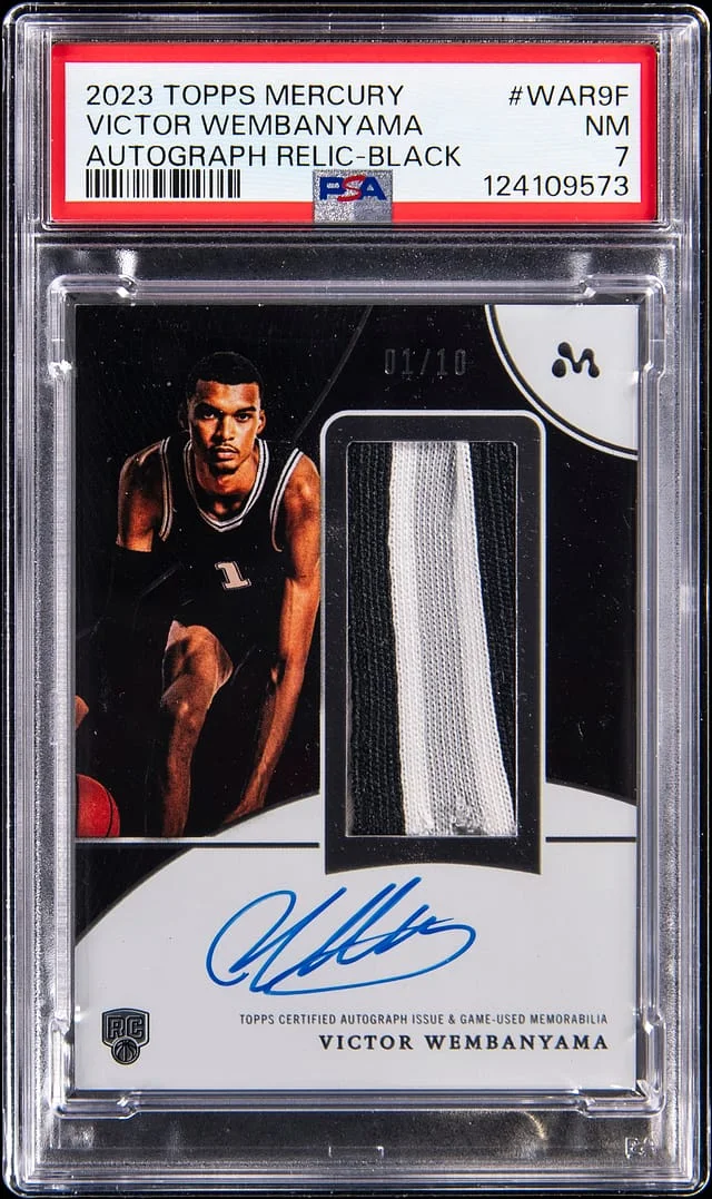 2023-24 Topps Victor Wembanyama Mercury Autograph Relic Black #WAR-9F card image