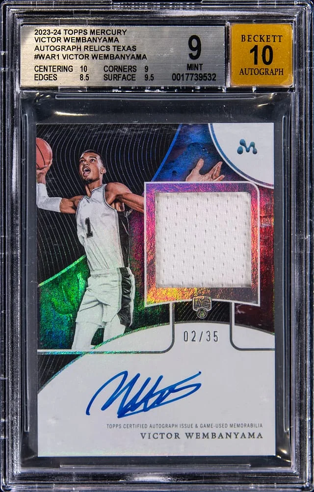 2023-24 Topps Victor Wembanyama Mercury Autograph Relics Texas #WAR-ID card image