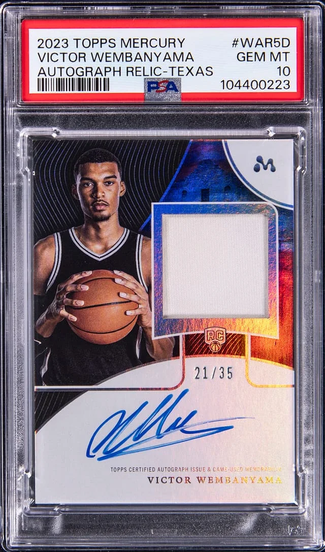 2023-24 Topps Victor Wembanyama Mercury Autograph Relic Texas #WAR5D card image