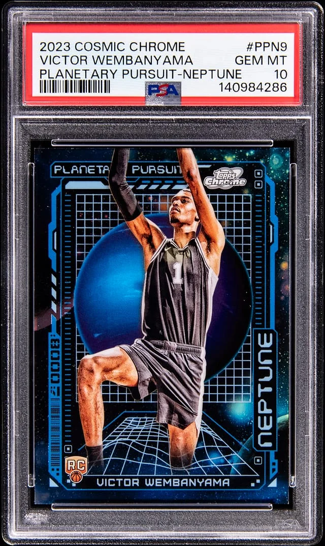 2023-24 Topps Victory Wembanyama Cosmic Chrome Planetary Pursuit Neptune #PPN-9 card image
