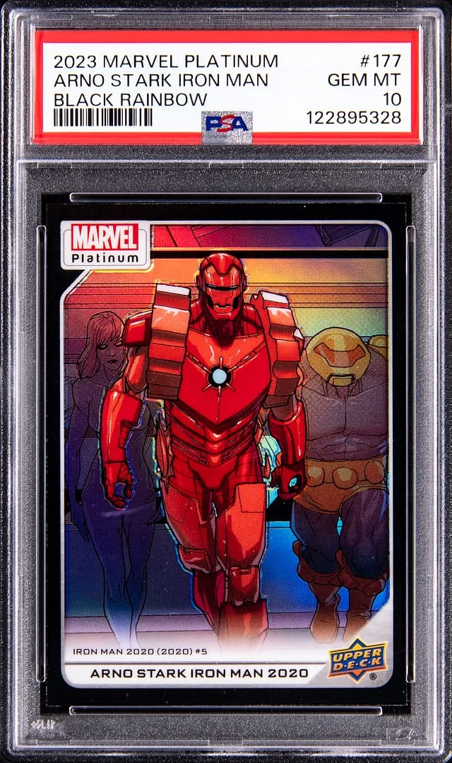 2023-24 Upper Deck Arno Stark Iron Man Marvel Platinum Black Rainbow #177 card image
