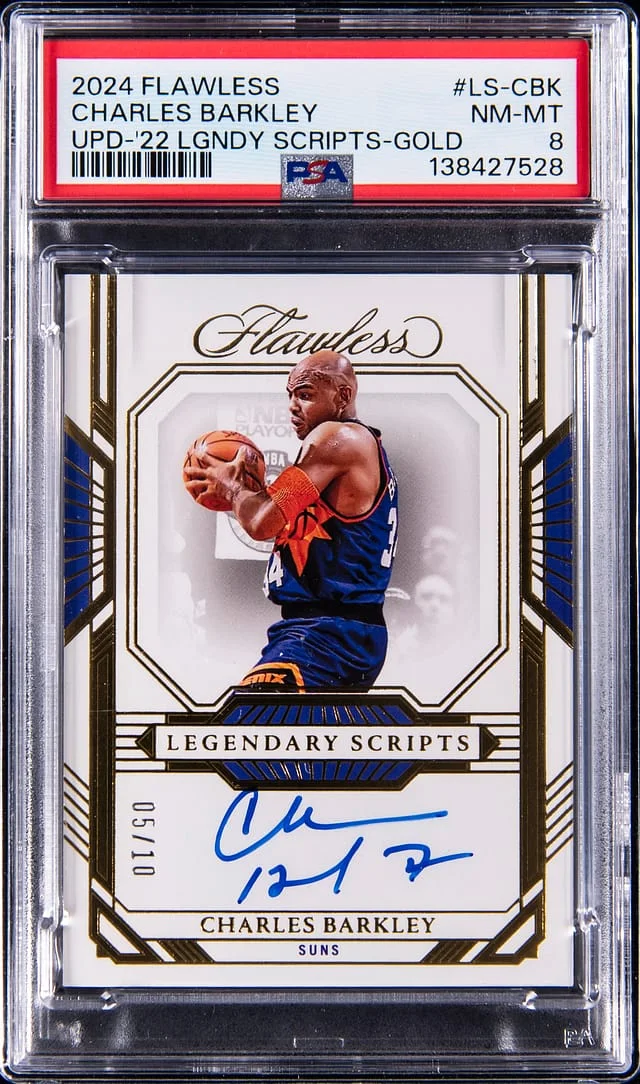 2023-25 Panini Flawless Charles Barkley Focus Update '22 Flawless Legemdary Scripts Gold #LS-CBK card image