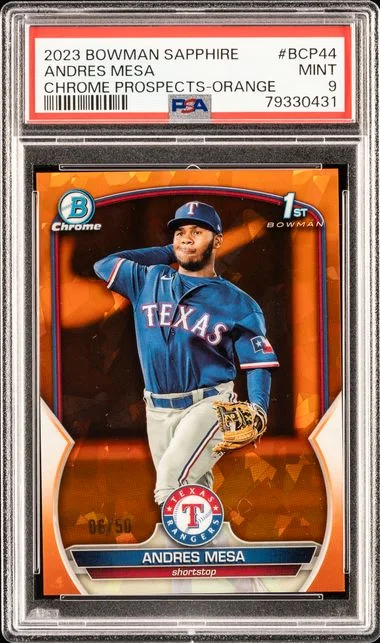 2023 Bowman Andres Mesa Sapphire Edition Chrome Prospects Orange Refractor #BCP-44 card image