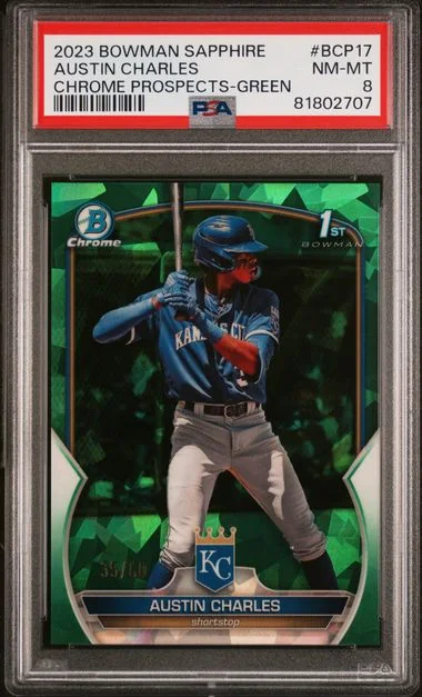 2023 Bowman Austin Charles Sapphire Edition Chrome Prospects Green #BCP-17 card image