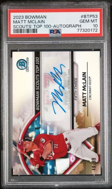 2023 Bowman Autograph Btp53 Matt Mclain Scouts' Top #100 card image