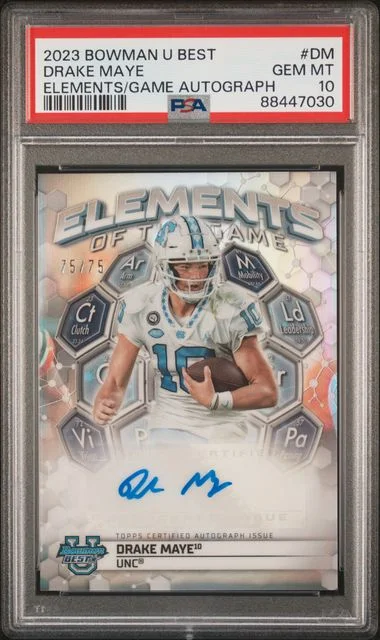 2023 Bowman Best Drake Maye Elements Of the Game Autographs #ETGA-DM card image
