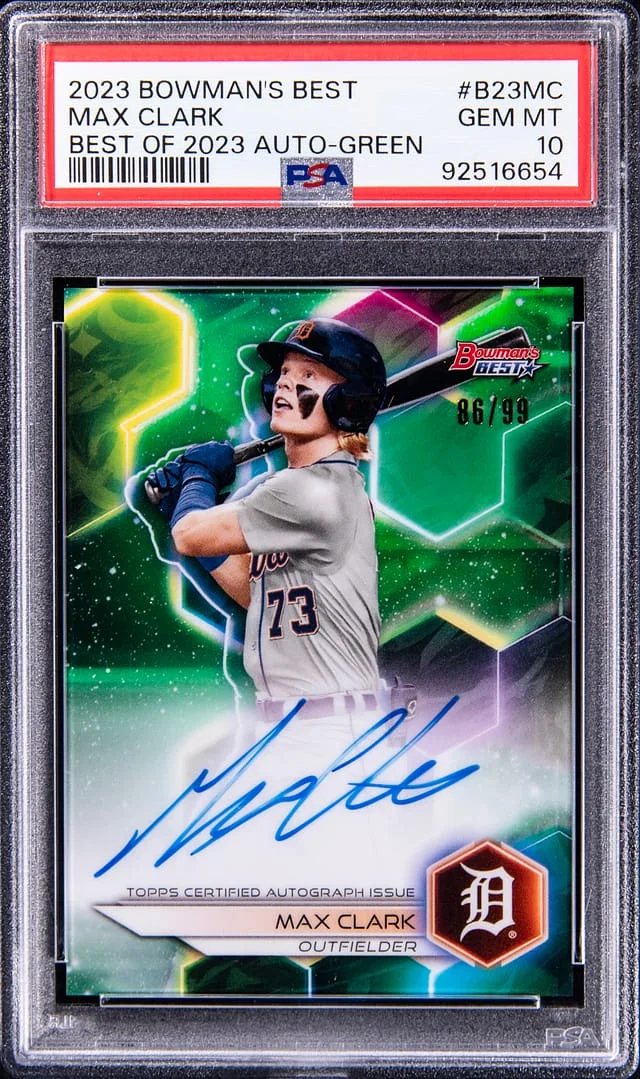 2023 Bowman Best Max Clark of 2023 Autograph Green #B23MC card image