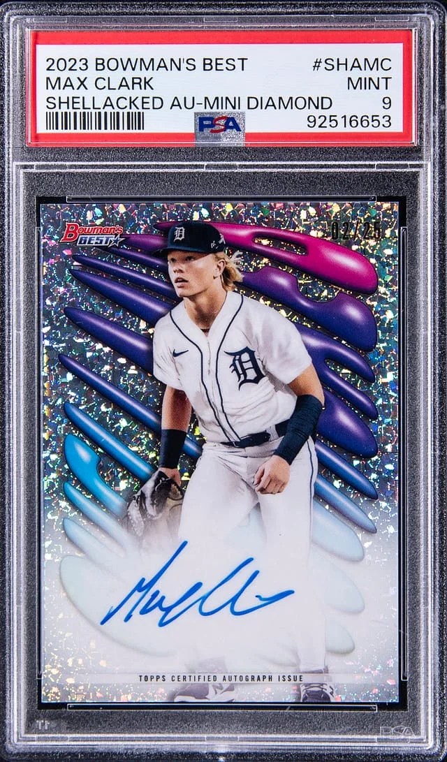 2023 Bowman Best Max Clark Shellacked Autograph Mini Diamond #SHAMC card image