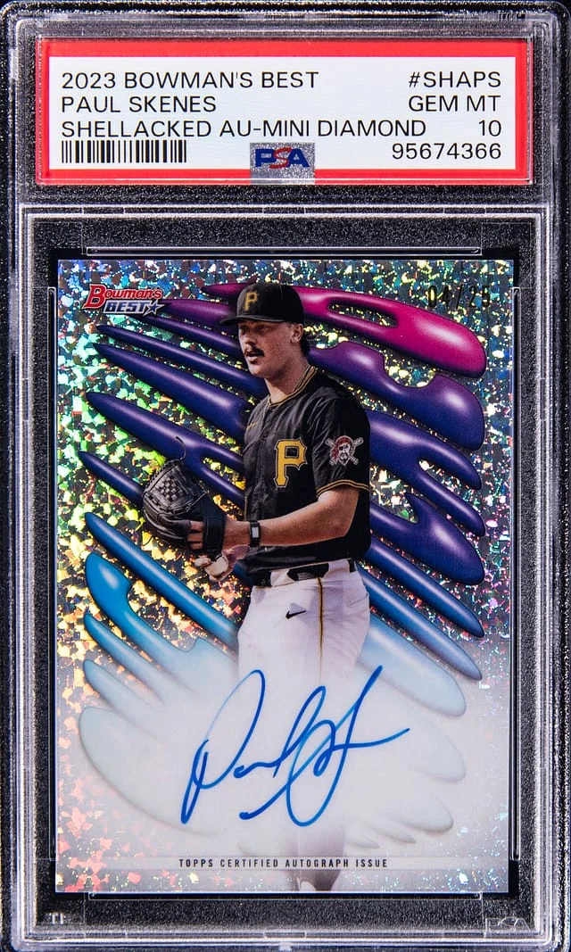 2023 Bowman Best Paul Skenes Shellacked Autograph Mini Diamond #SHAPS card image
