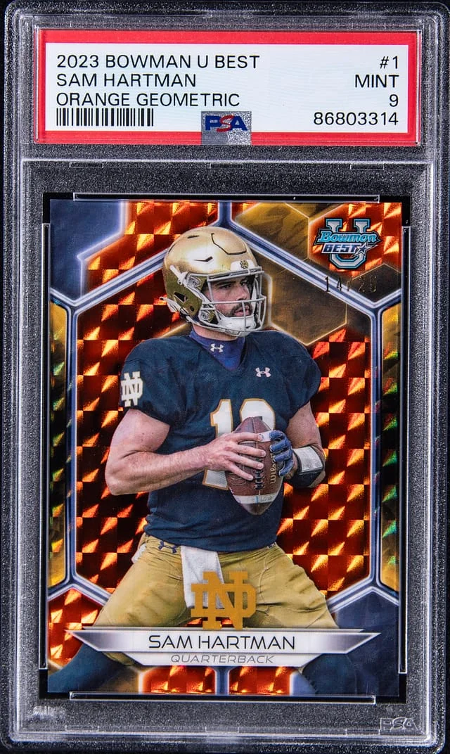 2023 Bowman Best Sam Hartman Orange Geometric #1 card image