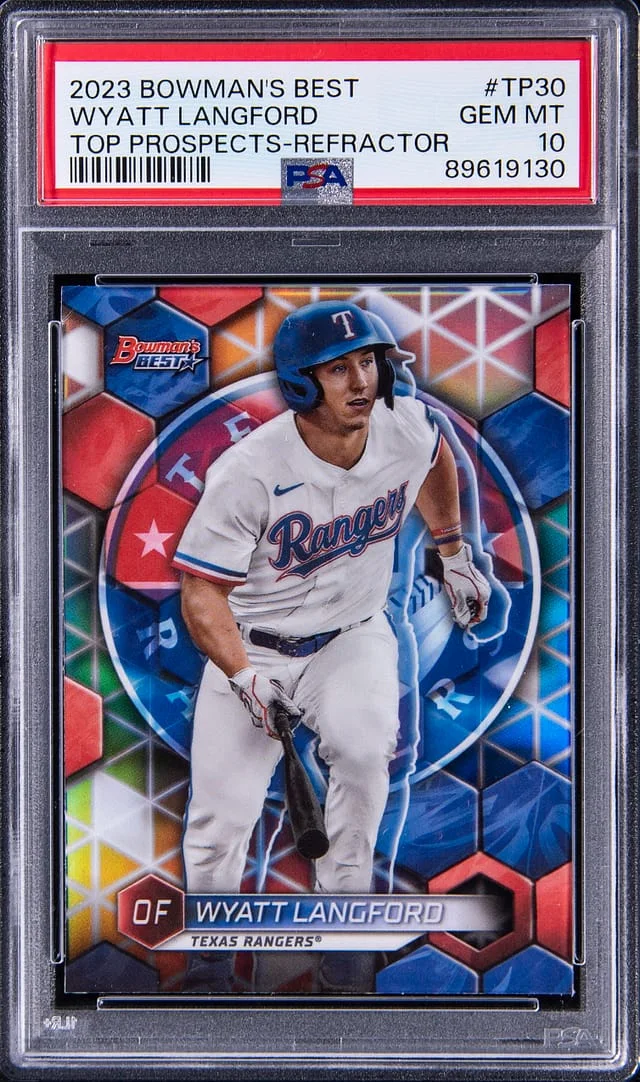 2023 Bowman Best Wyatt Langford Top Prospects Refractor #TP-30 card image