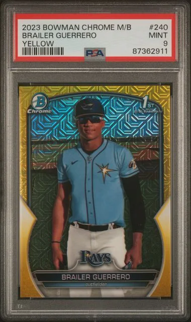 2023 Bowman Brailer Guerrero Mega Box Chrome Yellow #240 card image