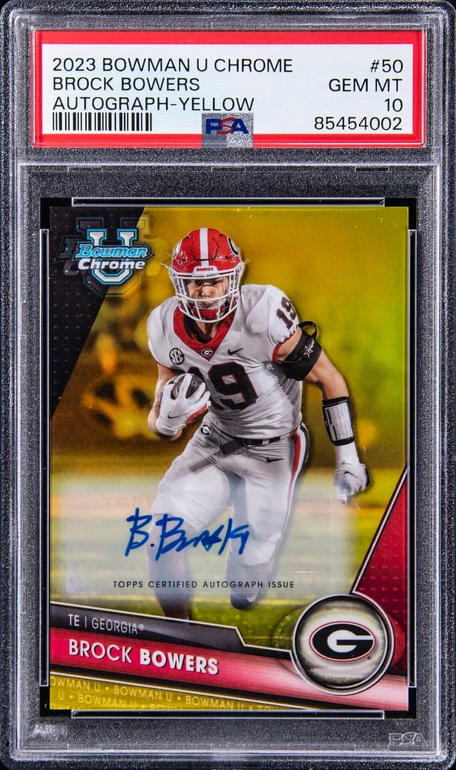 2023 Bowman Brock Bowers U Chrome Autograph Yellow #50 card image