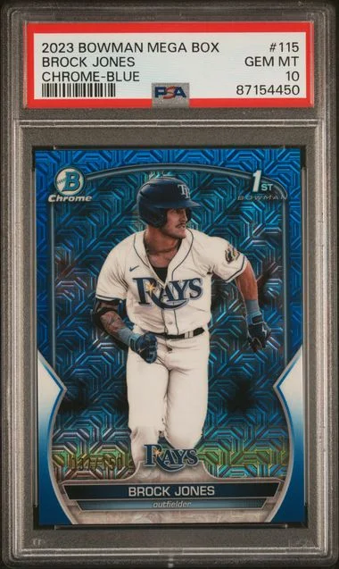2023 Bowman Brock Jones Mega Box Chrome Blue #115 card image