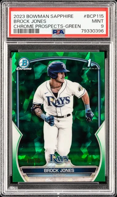 2023 Bowman Brock Jones Sapphire Edition Chrome Prospects Green #BCP-115 card image