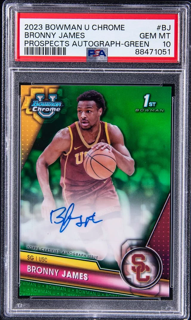 2023 Bowman Bronny James U Chrome Prospects Autograph Green #BCPA-BJ card image